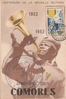 Comorores Carte Postale Du Centenaire De La Medaille Militaire Decembre 1952 - Storia Postale