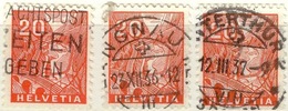 Leventina 198R, 20 Rp.rot  (3 Stück)          1936/37 - Rouleaux