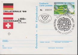 Europa Cept 1988 Austria  Postal Stationery  Trilaterale / Dauerkarte Used ** Mnh (40530) - 1988