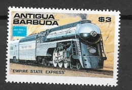 ANTIGUA  1986 International Stamp Exhibition "Ameripex '86" - Chicago, USA - Famous American Trains    **""Empire State" - Barbuda (...-1981)