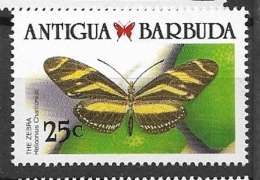 ANTIGUA 1988 Caribbean Butterflies   USED CANCLLED - Barbuda (...-1981)