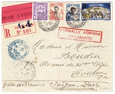 1929 R Flugpostbrief Aus Saigon Nach Toulon; Stempel: Parmalle Aerienne Hollandaise; Senkrechte Und Waagrechte Bugspur - Aéreo