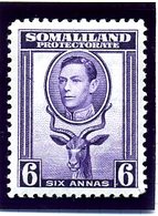 British Somaliland 1942 6 Annas Definitive, Lightly Hinged Mint, SG 110 (BA) - Somalilandia (Protectorado ...-1959)