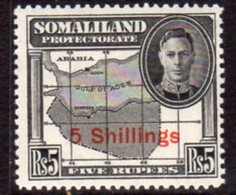 British Somaliland 1951 Definitive Surcharges 5 Shillings On 5 Rupees Value, MNH, SG 135 (BA) - Somaliland (Protectorate ...-1959)