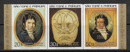 Sao Tome Et Principe 1981 St Thomas & Prince  Beethoven Surcharge Dorée Prince Charles Lady Di Gold Overprint ** - Sao Tome Et Principe