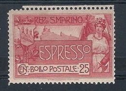 1907 SAN MARINO ESPRESSO 25 CENT MH * - RR7957 - Timbres Express