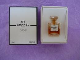 CHANEL :" N° 5" MINI PARFUM  1,5 ML BOITE TIROIR  VOIR ET LIRE  ATTENTIVEMENT !! - Miniatures Femmes (avec Boite)