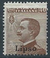 1912 EGEO LIPSO EFFIGIE 40 CENT VARIETà MNH ** - RR13839-2 - Ägäis (Lipso)