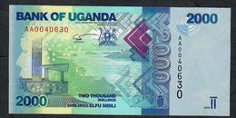 UGANDA  P50a 2000 SHILINGI  2010  LOW # AA0040630  FIRST DATE FIRST PREFIX LOW#    UNC. - Uganda