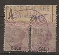 1912 EGEO USATO 50 C ANNULLO LERO - RR5826-3 - Ägäis (Lero)