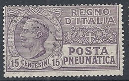 1913-23 REGNO USATO POSTA PNEUMATICA 15 CENT - RR12948 - Rohrpost