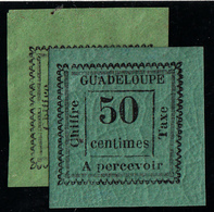 GUADELOUPE - TAXE N° 12a* - 50c VERT-BLEU - TIRAGE 8. - Portomarken