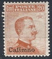 1917 EGEO CALINO EFFIGIE 20 CENT MH * - RR12392 - Ägäis (Calino)