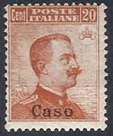 1917 EGEO CASO EFFIGIE 20 CENT MH * - RR12392 - Egée (Caso)