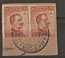 1917 EGEO COO USATO COPPIA 20 C SENZA FILIGRANA RR5649 - Aegean (Coo)