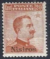 1917 EGEO NISIRO EFFIGIE 20 CENT MH * - RR12392 - Aegean (Nisiro)