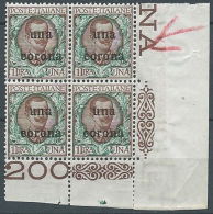 1919 DALMAZIA FLOREALE 1 CORONA QUARTINA LUSSO MNH ** - 2 - Dalmatië