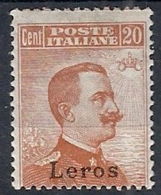 1921-22 EGEO LERO EFFIGIE 20 CENT MH * - RR12393 - Ägäis (Lero)