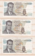 Belgique 3 Billets 20 Francs 15. 06 1964. - 20 Franchi