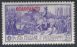 1930 EGEO SCARPANTO FERRUCCI 20 CENT MH * - RR12408 - Ägäis (Scarpanto)