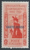 1932 CASTELROSSO GARIBALDI 2,55 LIRE MH * - RR13593 - Castelrosso