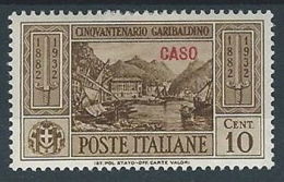 1932 EGEO CASO GARIBALDI 10 CENT MH * - RR13583 - Ägäis (Caso)