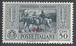 1932 EGEO COO GARIBALDI 30 CENT MH * - RR12422 - Egée (Coo)