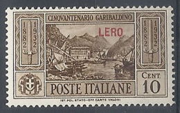 1932 EGEO LERO GARIBALDI 10 CENT MH * - RR12421 - Egée (Lero)