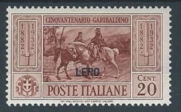 1932 EGEO LERO GARIBALDI 20 CENT MH * - RR13587 - Egée (Lero)