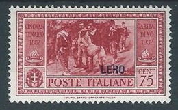 1932 EGEO LERO GARIBALDI 75 CENT MH * - RR13586-2 - Aegean (Lero)