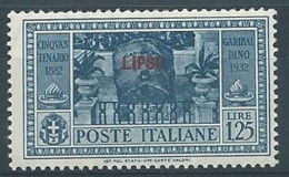 1932 EGEO LIPSO GARIBALDI 1,25 LIRE MH * - RR4484 - Egeo (Lipso)