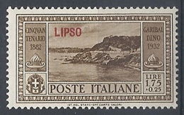 1932 EGEO LIPSO GARIBALDI 1,75 LIRE MH * - RR12421 - Ägäis (Lipso)