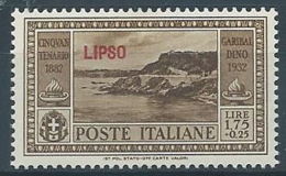 1932 EGEO LIPSO GARIBALDI 1,75 LIRE MH * - RR4484 - Egeo (Lipso)