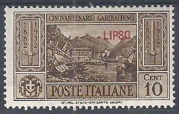 1932 EGEO LIPSO GARIBALDI 10 CENT MH * - RR12420 - Egée (Lipso)