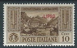 1932 EGEO LIPSO GARIBALDI 10 CENT MH * - RR13589 - Egée (Lipso)