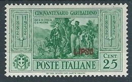 1932 EGEO LIPSO GARIBALDI 25 CENT MH * - RR13589 - Egeo (Lipso)