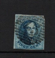 Belgium 1849  - 1865  Twenty Cents Blue  Creased  Watermarked - 1849-1865 Medallones (Otros)