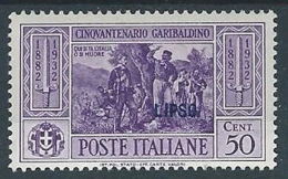 1932 EGEO LIPSO GARIBALDI 50 CENT MH * - RR13588-2 - Egeo (Lipso)