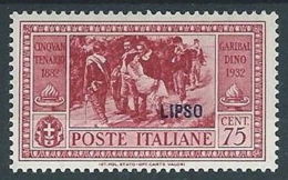 1932 EGEO LIPSO GARIBALDI 75 CENT MH * - RR13588-2 - Egée (Lipso)