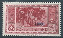 1932 EGEO LIPSO GARIBALDI 75 CENT MH * - RR4484 - Egée (Lipso)