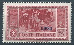 1932 EGEO LIPSO GARIBALDI 75 CENT MH * - RR4484 - Ägäis (Lipso)