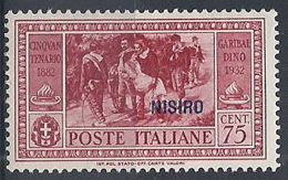 1932 EGEO NISIRO GARIBALDI 75 CENT MH * - RR12420 - Aegean (Nisiro)