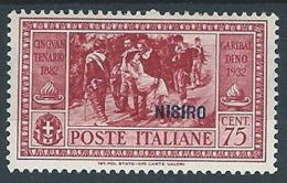 1932 EGEO NISIRO GARIBALDI 75 CENT MH * - RR13584 - Egée (Nisiro)