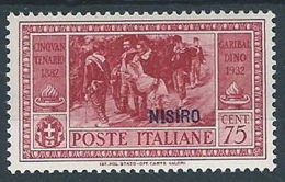 1932 EGEO NISIRO GARIBALDI 75 CENT MH * - RR13584-2 - Egeo (Nisiro)
