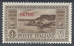 1932 EGEO PATMO GARIBALDI 1,75 LIRE MH * - RR12419 - Egée (Patmo)