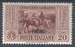 1932 EGEO PATMO GARIBALDI 20 CENT MH * - RR12418 - Egeo (Patmo)