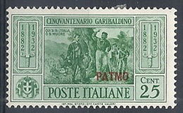 1932 EGEO PATMO GARIBALDI 25 CENT MH * - RR12419 - Egée (Patmo)