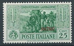 1932 EGEO PATMO GARIBALDI 25 CENT MNH ** - RR13581 - Aegean (Patmo)