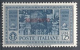 1932 EGEO SCARPANTO GARIBALDI 1,25 LIRE MH * - RR12417 - Egée (Scarpanto)