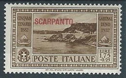 1932 EGEO SCARPANTO GARIBALDI 1,75 LIRE MH * - RR13579 - Ägäis (Scarpanto)